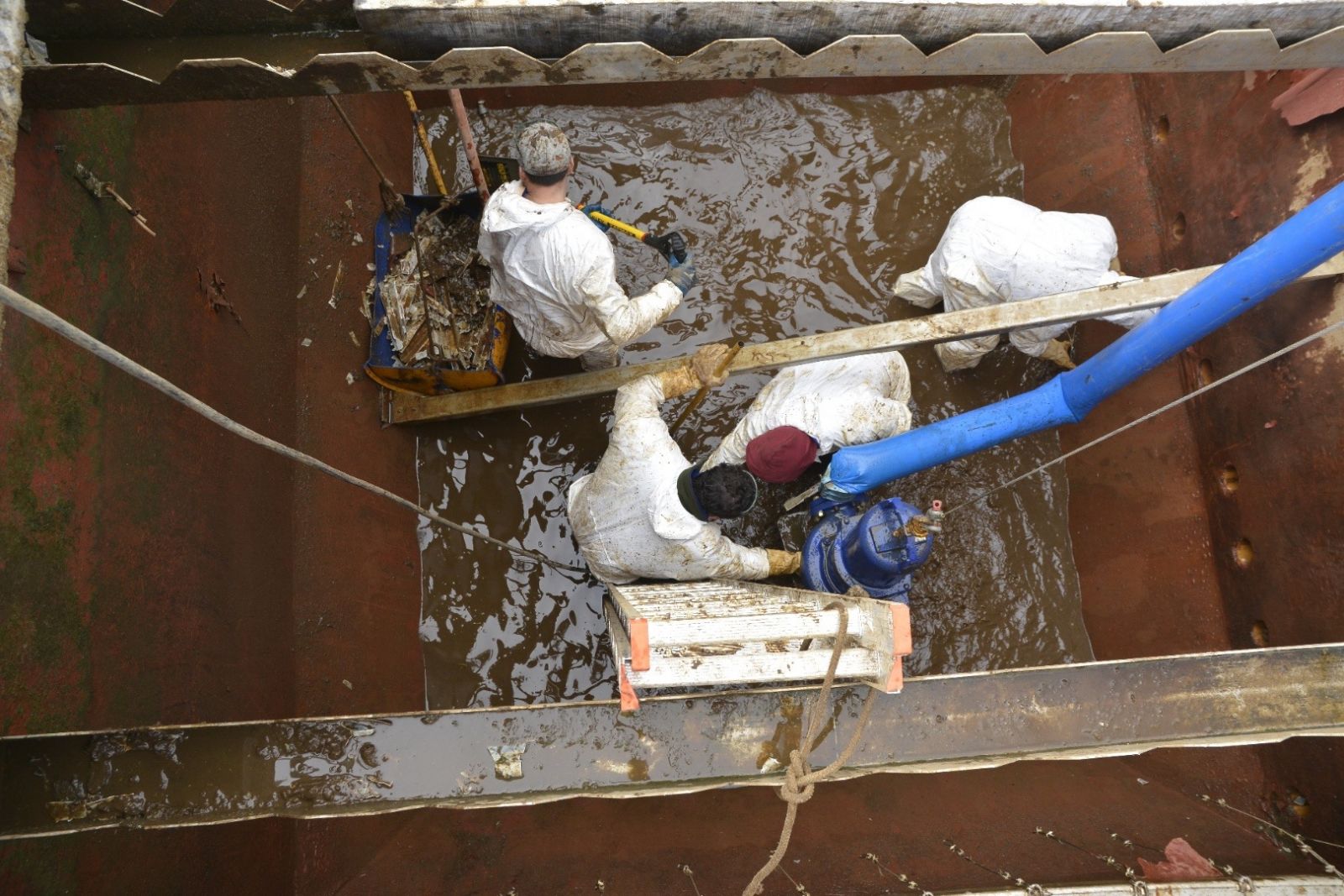 Trabajos en la planta potabilizadora. 