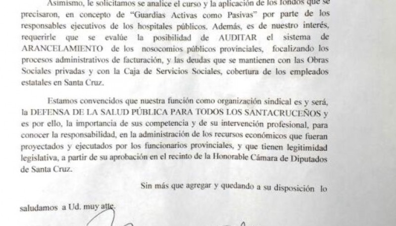 Nota presentada ayer en el Tribunal de Cuentas. 