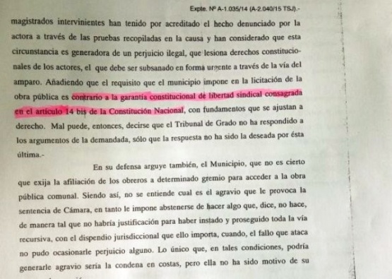 Parte del fallo del TSJ. 