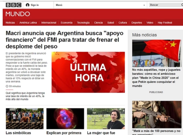 Argentina portada en la BBC. 