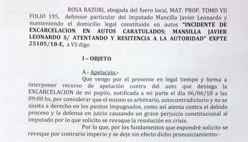 “Aún fuera culpable Mansilla, debe estar en libertad”.