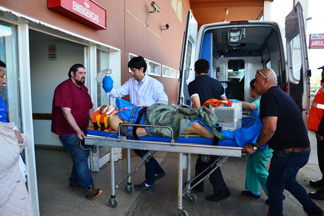 Momento en que el herido llegó al hospital.