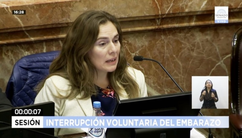 María Belén Tapia (Cambiemos) durante su exposición en el Senado