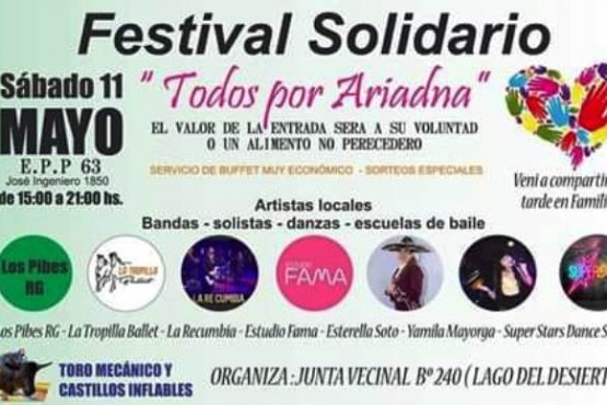 Realizarán festival solidario para una nena que será derivada al Garrahan