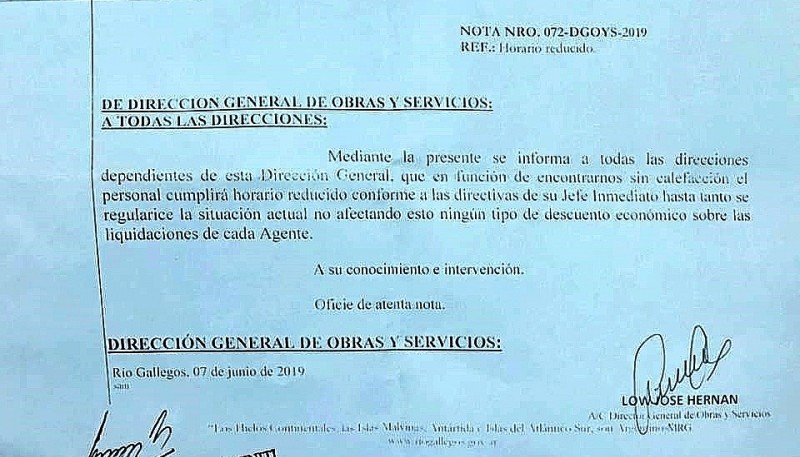 Reducción horaria hasta nuevo aviso 