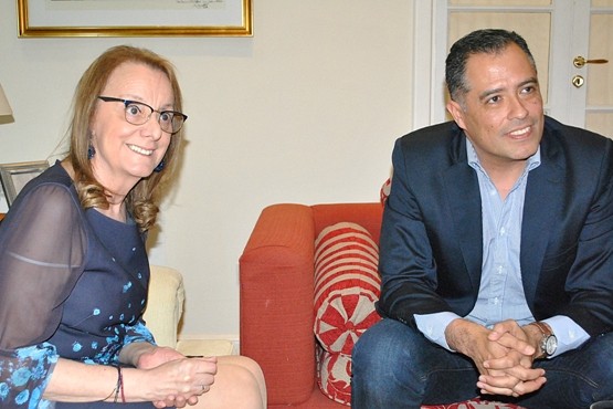 Alicia Kirchner y Eugenio Quiroga, ayer en la residencia oficial. (J.C.C.).