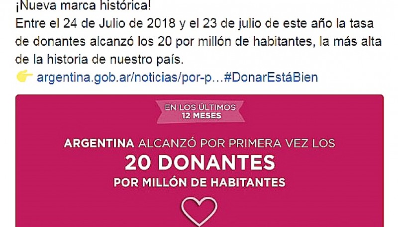 Se realizaron 888 procesos con donación de órganos del 24 de julio de 2018 al 23 de julio de este año.
