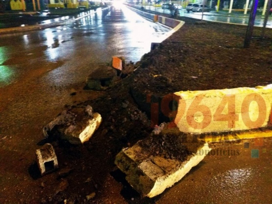 Destruyó un cantero y en la huida se olvidó la patente