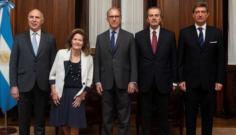 Los cinco miembros de la Corte Suprema: Ricardo Lorenzetti, Elena Highton de Nolasco, Carlos Rosenkrantz, Juan Carlos Maqueda y Horacio Rosatti.