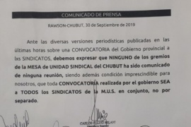 La MUS negó reunión con el gobernador Arcioni 