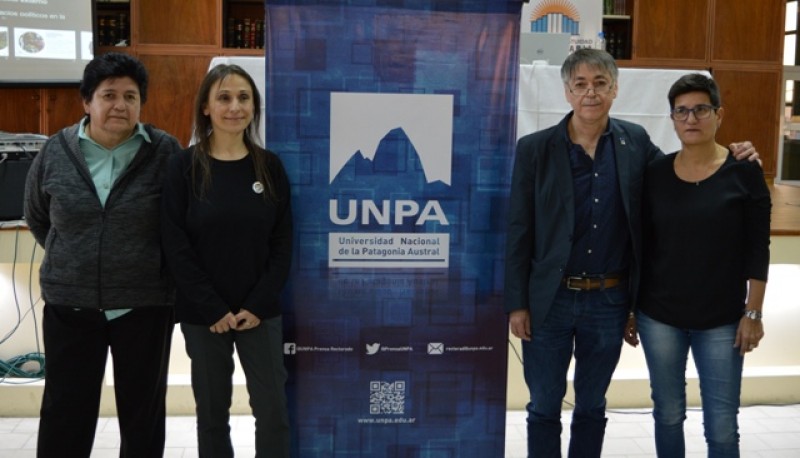 Los candidatos a rector y vice de las dos listas en la UNPA. 