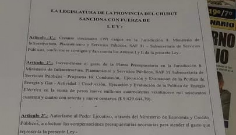 Escrito que recibieron en la Legislatura. 