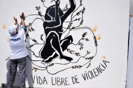 Pintaron mural contra la violencia a la mujer