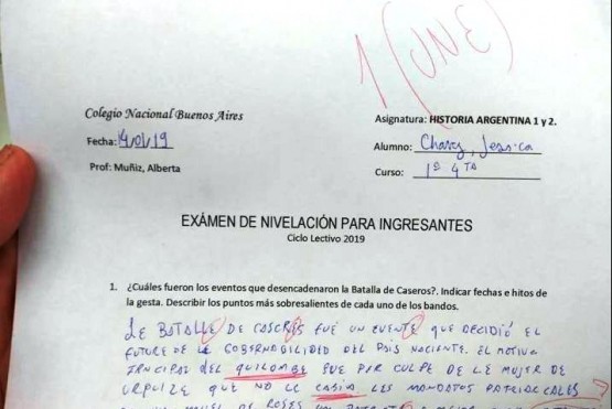 La foto del examen con el 