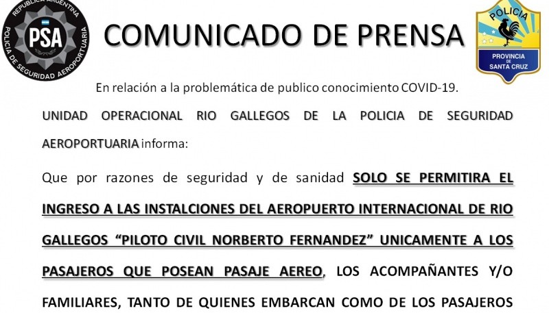 Comunicado oficial de la PSA. 