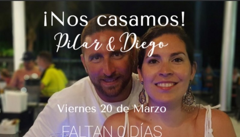 Los novios: Pilar y Diego. 