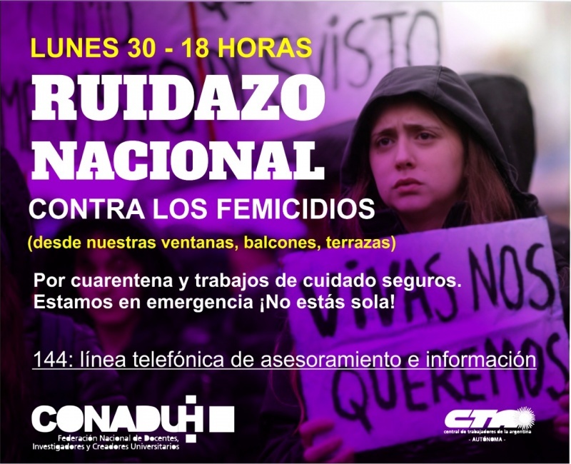 Ruidazo Nacional contra los femicidios.