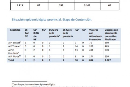 Situación epidemiológica en Chubut. 