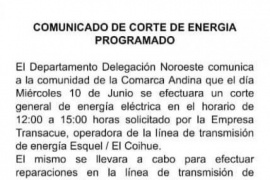 Servicios Públicos anunció corte de luz para mañana