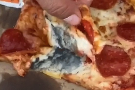 Una mujer compró una pizza, notó un gusto raro y descubrió que estaba llena de hongos