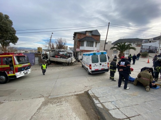 Una hidrogrua colisionó contra una palma frente a una vivienda