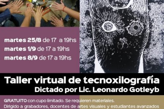 Artes Visuales abrió la convocatoria para un nuevo taller gratuito y virtual de tecnoxilografía