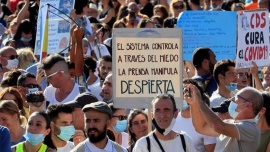 En Madrid sancionarán a manifestantes sin tapabocas