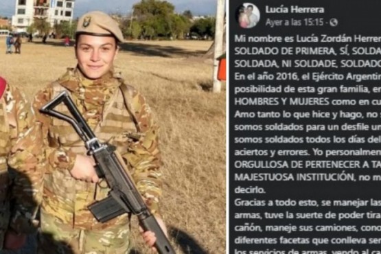 La militar y su carta en Facebook. 