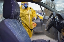 Operativo de desinfección en dos paradas de taxis por casos positivos de COVID