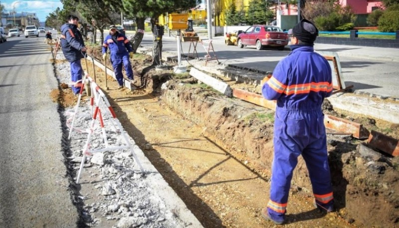 Trabajos en la Avenida San Martín. 