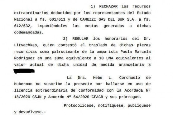 Fallo de la Cámara Federal de Comodoro Rivadavia.