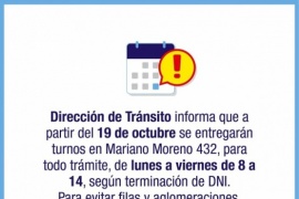 Desde el lunes 19 regirá nueva modalidad en la entrega de turnos para licencia nacional