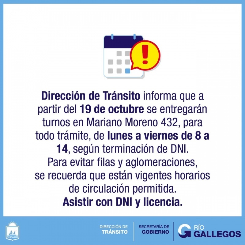 Desde el lunes 19 regirá nueva modalidad en la entrega de turnos para licencia nacional 