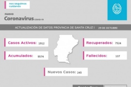 Coronavirus: Se registraron 245 casos nuevos