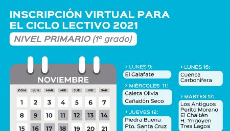  Nuevo horario para inscripciones virtuales del Ciclo Lectivo 2021 Nivel Primario y Secundario