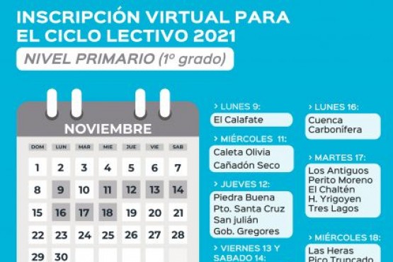  Nuevo horario para inscripciones virtuales del Ciclo Lectivo 2021 Nivel Primario y Secundario