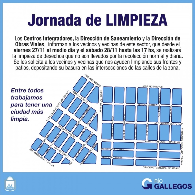 Río Gallegos| Mañana comienza operativo de limpieza en el barrio Lago del Desierto