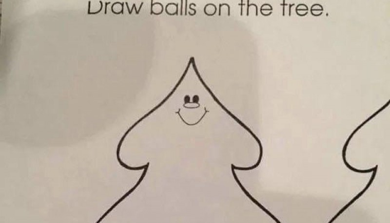 Le pidieron a un nene que dibujara las “bolas en el árbol” y se lo tomó en serio