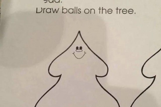 Le pidieron a un nene que dibujara las “bolas en el árbol” y se lo tomó en serio