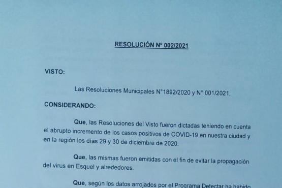 Esquel| Nueva resolución ante el aumento de casos 