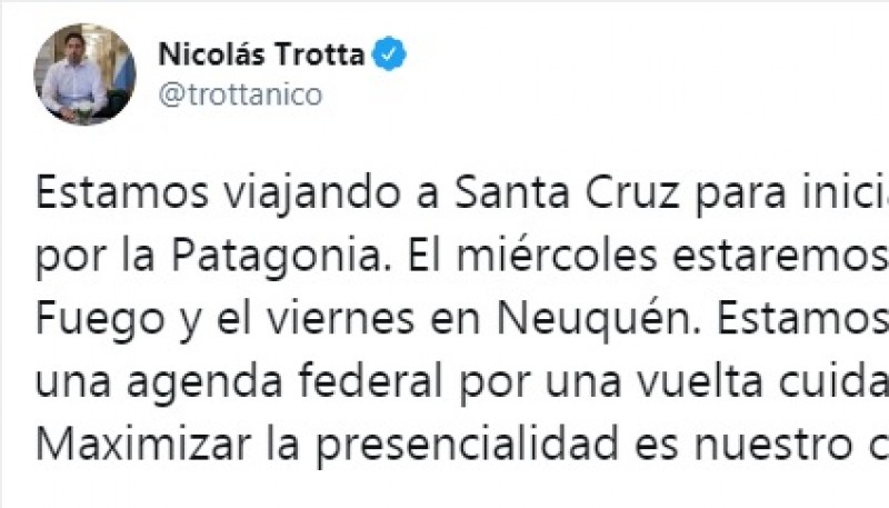 “Estamos avanzando en una agenda federal por una vuelta cuidada a las aulas”, indicó Trotta a través de las redes sociales.