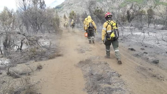 Bomberos intentando sofocar el incendio.