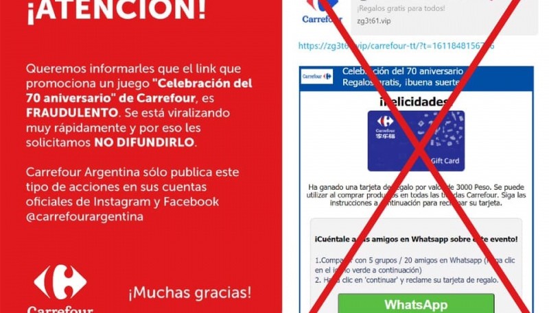 Advertencia publicada en el Facebook oficial de la cadena.