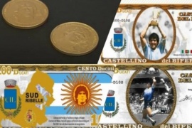 Diego Maradona ya tiene billetes y monedas con su imagen en Italia