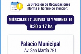Esta semana la Dirección de Recaudaciones de Río Gallegos atenderá hasta las 17