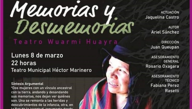 El unipersonal “Memorias y Desmemorias” se presentará en el Teatro Municipal