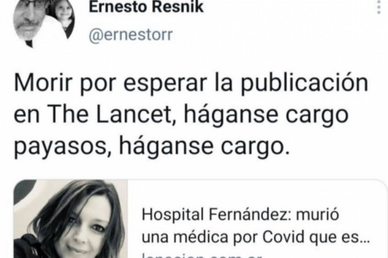 El repudiado mensaje de un científico tras la muerte de la médica del Hospital Fernández