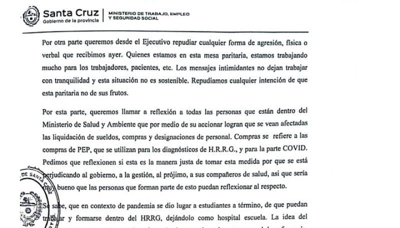 Gobierno advirtió que peligra la liquidación de sueldos.