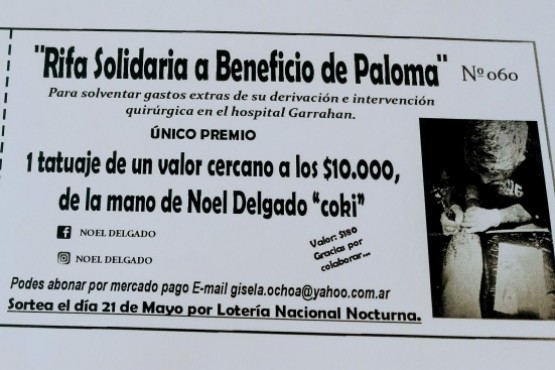 Rifa solidaria para ayudar a Paloma