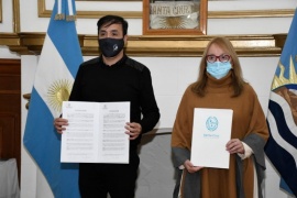 Alicia Kirchner y Pablo Grasso firmaron acuerdo para obras en Río Gallegos